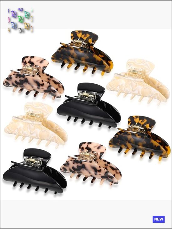 8 Acrylic Hair Claw Clips Bulk Set Non Slip Strong Hold for Thick Thin Hair